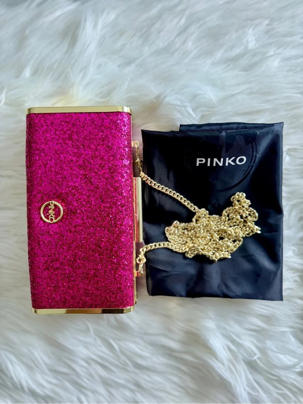PINKO Clutch and Crossbody with Gold Hardware